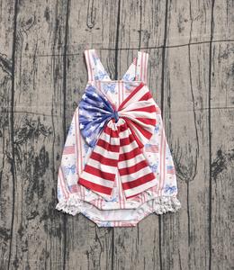 SR3874 RTS Infant Baby 4th of July pattern print <b>Kids</b> Wholesale Romper Sleeveless Jumpsuit boy <b>Bubble</b> - Product Image 1