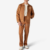 Veste de travail en toile de coton épaisse pour hommes, avec logo personnalisé, poches sur les manches, col rabattable, fermeture éclair, doublée, style utilitaire