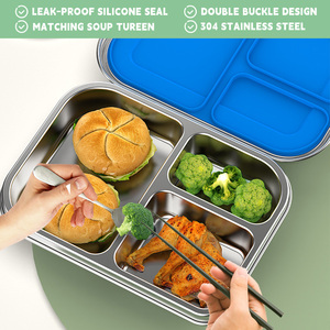Boîte à lunch Aohea pour enfants en acier inoxydable, anti-fuite, couvercle en silicone, multi-compartiments, passe au <span class=keywords><strong>lave</strong></span>-<span class=keywords><strong>vaisselle</strong></span> - Product Image 6