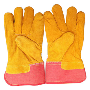 Welding <b>Gloves</b> Cowhide Yellow Full Length Double Layered Fleece Lining For Welding Industry Stick <b>Type</b> A Splash Protection - Product Image 1