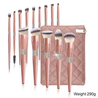 Lot de 10 pinceaux de maquillage professionnel avec logo personnalisé Vente en gros de pinceaux synthétiques Ensemble de pinceaux roses Maquillage