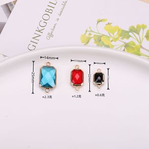 Pendentif octogonal en verre cristal 14x25mm avec monture en <span class=keywords><strong>laiton</strong></span> <span class=keywords><strong>plaqué</strong></span> or, connecteur double anse rectangulaire à facettes pour la fabrication de bijoux - Product Image 2