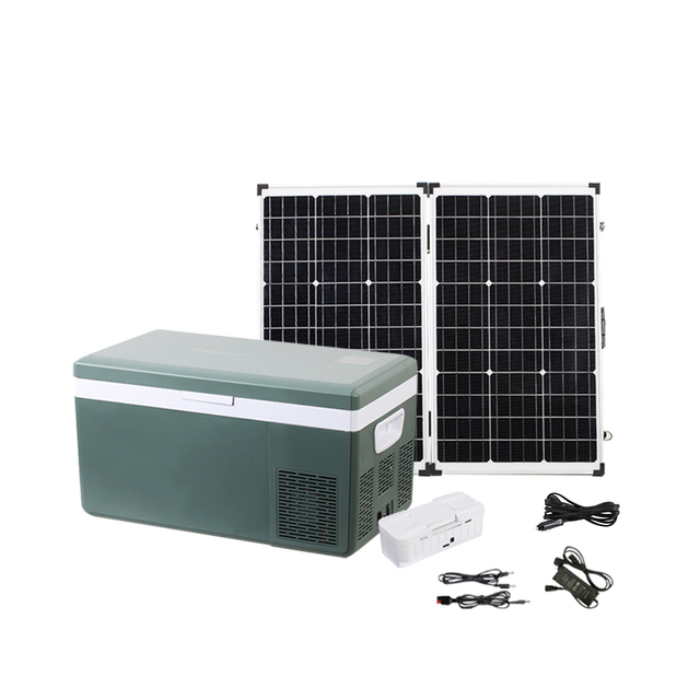 Portable Car Freezer Refrigerator 25L Solar Powered Car Refrigerator with Built-in Replaceable Battery