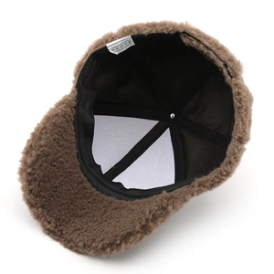 Fleece Baseball <b>Cap</b> 6-Panel Solid Color Unisex <b>Winter</b> Hat Plush Fitted Style Adult Size 56-58CM - Product Image 3