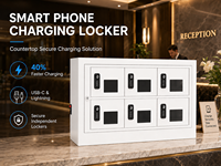 Casier de recharge pour smartphone à 6 portes, serrure électronique, USB-C, Lightning, sécurisé, en libre-service, durable, station de recharge murale