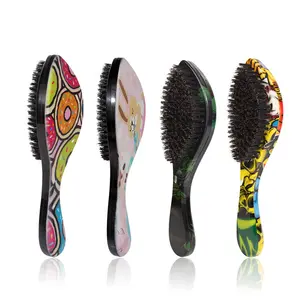 Wholesale Hairdressing 100% Boar Bristles Africa Curved Wave Men color Beard Hair Brush