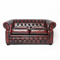 Canapé classique en cuir véritable, style Chesterfield antique, pour salon européen.