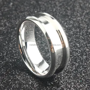 MetalkingJewelry 925 Sterling Silver Blank Ring for Inlay, 8mm Single Channel ,Beveled edges