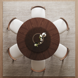 ชุดโต๊ะอาหารโออีโฮม ลักชัวรี ขนาด 59 นิ้ว สไตล์วาบิซาบิ ทำจากไม้โอ๊ค พร้อมเก้าอี้ไม้เนื้อแข็ง 6 ตัว โต๊ะกลมหมุนได้ขนาด 35 นิ้ว ทำจากกระจกแบบลอยตัว เฟอร์นิเจอร์บ้านรักษ์โลก - Product Image 5