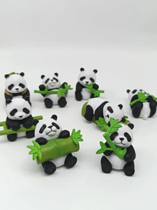 Ensemble de 8 figurines de panda 3D miniatures en résine, décorations animales mignonnes, statues de panda en bambou pour la décoration de la maison, du bureau, de la voiture, cadeau - Product Image 5