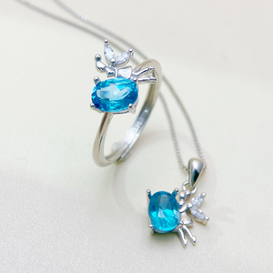 Đồ Trang Sức Mới Hợp Thời Trang Sterling 925 Bạc Mạ Vàng Tự Nhiên Topaz Tính Khí Engagement Wedding Party Vòng Cổ Nhẫn Set Trẻ Em - Product Image 2