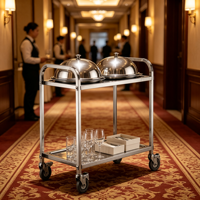 Chariot de service pour salle à manger, chariot utilitaire en acier inoxydable pour cuisine commerciale avec roulettes silencieuses