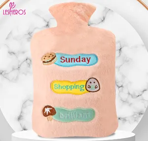 Lesheros Explosion-Proof Cartoon Cute Hot Water Bottle With Cover For Body Hand Warmer