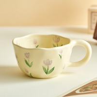 2024 Beeg tasses en gros en vrac dolomite Funky Unique tendance mignon coréen Floral Girly tasse à café en céramique cerise