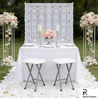 Tabouret pliant portable en métal blanc pour événements extérieurs