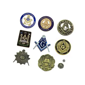 Free Mold Cost Customized Car Metal Enamel Lapel Pin Tie Bar Cufflink Necklace Masonic Combo Pack