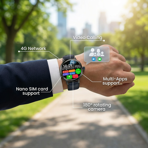 สมาร์ทวอทช์แอนดรอยด์ 4G รองรับซิมการ์ด หน้าปัดกลมขนาดใหญ่พิเศษ กล้อง HD Wifi หน่วยความจำ 16GB รองรับวิดีโอคอล Tiktok <span class=keywords><strong>Twitter</strong></span> Whatsapp - Product Image 1