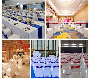 Fundas de Silla Blancas de Poliéster Retro, Elásticas y Portátiles para Bodas, Fundas para Sillas Plegables para Banquetes, Eventos y Fiestas - Product Image 6