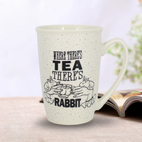 370ml Mat Blanc Tasse En Céramique Émaillée Mate Tasses à Café En Céramique avec Décalcomanie
