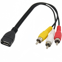 Câble adaptateur audio vidéo USB 2.0 femelle vers 3RCA mâle avec gaine coaxiale en PVC à paire torsadée