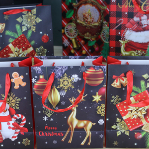 Kích Thước Tùy Chỉnh In Đầy Đủ Màu Sắc Giáng Sinh Lễ Hội Mua Sắm Món Quà Tráng Túi Giấy Hàng Khối Trong Kho Sẵn Sàng Để Tàu Túi Giấy - Product Image 2