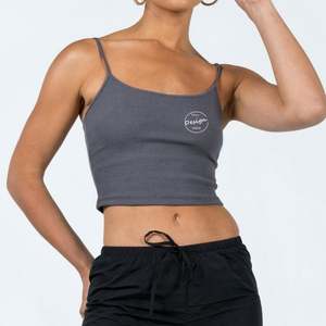 Venta al por mayor logotipo personalizado transpirable Casual deportes gimnasio entrenamiento Yoga Slim Fit plano bordado acanalado 100% algodón marrón camiseta sin mangas Mujer - Product Image 6