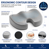 Coussin de siège en mousse à mémoire de forme confortable avec housse en velours doux, découpe coccyx, soulagement sciatique, pour fauteuil roulant, bureau, voiture, fournisseur