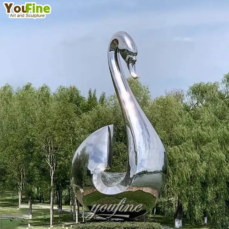 New Design Outdoor Large Size Stainless Steel Mirror Metal Goose Sculpture