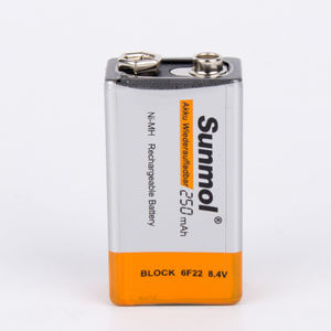 Sunmol & OEM-batería recargable de 250mAh, <span class=keywords><strong>9V</strong></span>, Ni-Mh, hecha en China para multímetro y detectores de humo, venta al por mayor de fábrica - Product Image 1