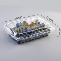 Kotak Kemasan Plastik PET Sekali Pakai Food Grade untuk Stroberi/Blueberry, Ukuran 1lb/1.5lb/2lb, Model Clamshell/Punnet
