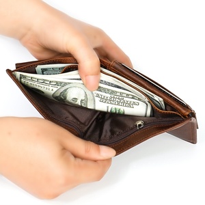 Custom Men's Leather <b>Wallets</b> Zipper Coin Pocket Purse Luxury Genuine Leather <b>Card</b> <b>Holder</b> <b>Wallet</b> Mens Chain <b>Wallet</b> - Product Image 3