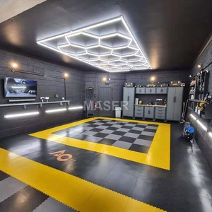 Iluminación LED Hexagonal 5CCT, Lámpara de Techo Tipo Panal para Garaje, Estación de Detallado de Automóviles, Taller, Sistema de 15 Rejillas - Product Image 3