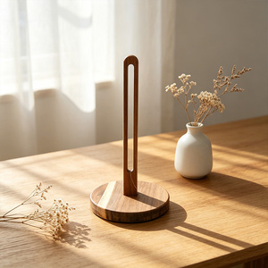 Portarotolo da cucina <span class=keywords><strong>in</strong></span> <span class=keywords><strong>legno</strong></span> di acacia con base rotonda, dispenser autoportante <span class=keywords><strong>in</strong></span> <span class=keywords><strong>legno</strong></span> per rotoli, <span class=keywords><strong>porta</strong></span> salviette da appoggio <span class=keywords><strong>in</strong></span> <span class=keywords><strong>legno</strong></span> - Product Image 5
