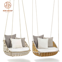 Fauteuil suspendu en rotin pour balcon extérieur de jardin en gros, hamac en osier, chaise suspendue avec coussin