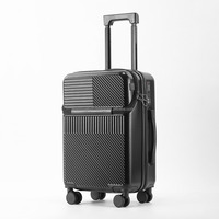 Valise de voyage rigide en ABS/PC la moins chère avec port USB, ouverture frontale intelligente 20 pouces et porte-gobelet – Ensemble de bagages
