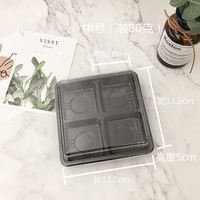 266 Huayi Fabrik Einweg-Kunststoff-PET Weiß-Schwarzer Behälter mit Deckel Quadratische Kuchen- und Dessertbox mit 4 Fächern Verpackungsbox