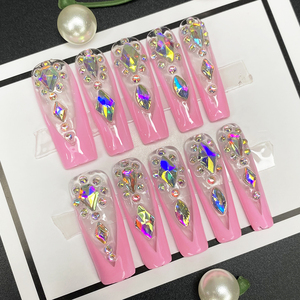 Ongles pressés faits main de luxe, paillettes brillantes, design de salon, décoration de <span class=keywords><strong>serpent</strong></span>, faux ongles en acrylique, manucure exquise, 10 pièces - Product Image 5