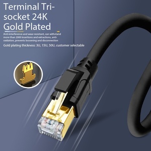 Câble de raccordement LAN Cat8 40 Gbit/s SFTP SSTP 28AWG en cuivre pur plaqué or RJ45 2000 MHz, cordon réseau Ethernet haute vitesse - Product Image 1