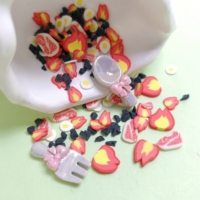 Mélange de confettis et de tranches pour slime DIY et loisirs créatifs, motifs Feu d'artifice, Pêche, Œuf, Résine, Cuillère, Fourchette, Breloques, Argile polymère