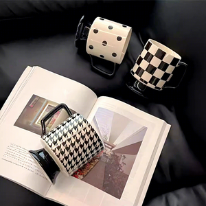 Black <b>White</b> Hepburn Style Modern Simple High-footed Porcelain Cup Couple's Mug Heat-Resistant <b>Gift</b> <b>Box</b> Packaging Office Coffee - Product Image 2