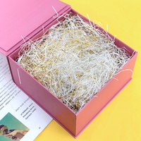 Papier raphia doré lumineux découpé en spirale, papier déchiqueté pour remplissage de boîtes cadeaux, décoration de centre de table pour mariage et fête