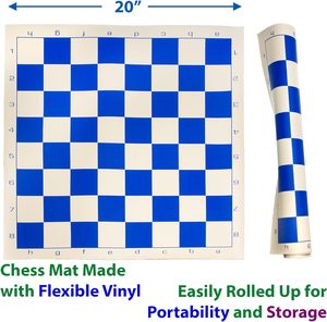 Juegos DE <span class=keywords><strong>MESA</strong></span> DE VIAJE Vinilo <span class=keywords><strong>azul</strong></span> Viaje Roll Up Ajedrez Mat y piezas de ajedrez Set Torneo Piezas de ajedrez - Product Image 2