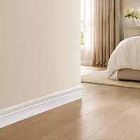 Plinthe décorative de luxe Banruo en PS, motif grain de bois blanc, pour chambre, salon, hôtel, intérieur, légère