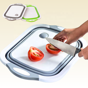 Cuvette de préparation multifonctionnelle 2 en 1 pour barbecue, cuisine, légumes et fruits, panier de lavage pour évier, planche à découper pliable en plastique - Product Image 1