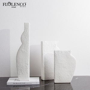 Moderna casa de objetos de tabla acento jarrones decoración de <span class=keywords><strong>blanco</strong></span> de cerámica jarrón para flores artificiales - Product Image 3