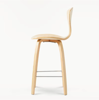 Tabouret de bar moderne nordique en contreplaqué et bois massif, style Norman Cherner, chaise haute en bois pour comptoir de cuisine