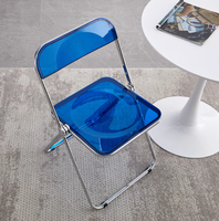 Meubles de restaurant modernes, table en acier inoxydable, chaise pliante renforcée en acrylique transparent, combinaison table et chaise pour usage commercial