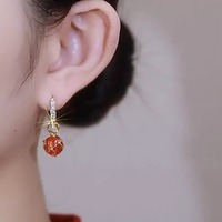 Boucles d'oreilles élégantes en cristal brillant de style coréen pour femmes, boucles d'oreilles en pierre œil de chat, bijoux vintage tendance et luxueux, cadeaux de fête