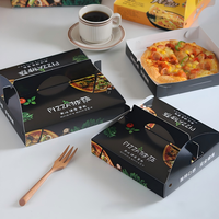 Boîte à pizza en carton kraft écologique de qualité alimentaire, pliable, robuste, avec poignée de transport, finition laminée mate UV, quadricolore