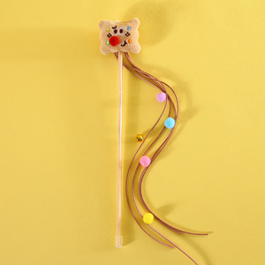 Silent Cartoon Cheese Toast Plush <b>Cat</b> Teaser Stick, Tassel Ball <b>Interactive</b> Training Pet Chew Rope <b>Toys</b>, Self Play Wand for Indo - Product Image 5